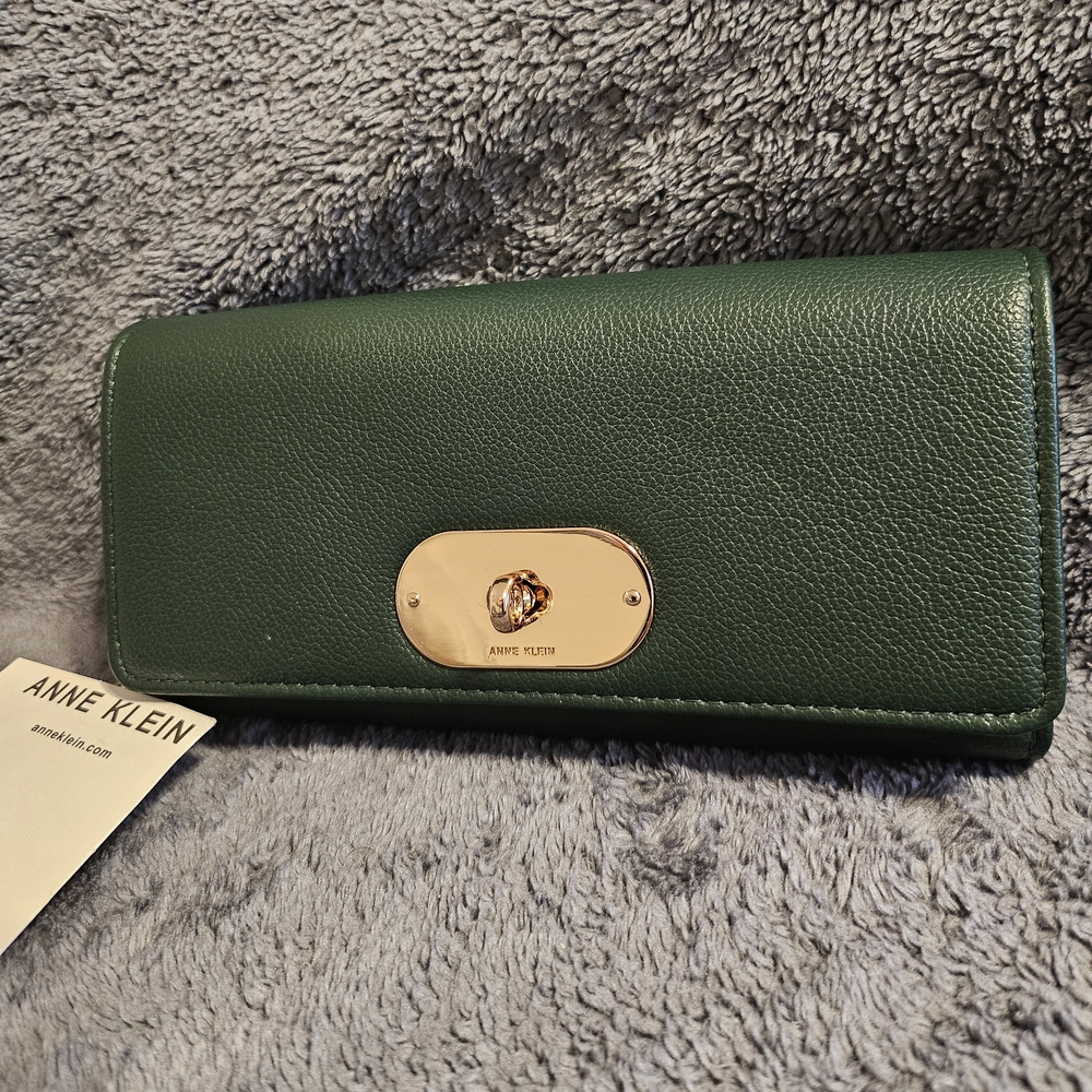 Anne Klein Forest Green Wallet with Gold Accent